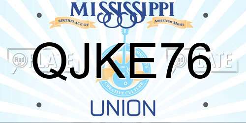 QJKE76 Mississippi License Plate