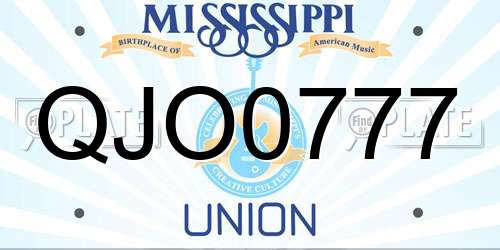 QJO0777 Mississippi License Plate