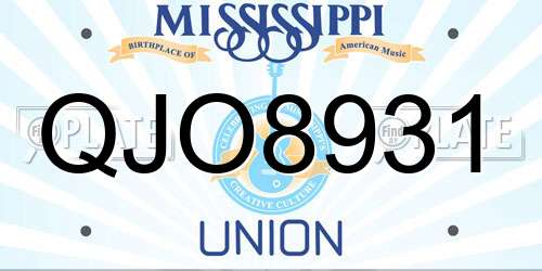 QJO8931 Mississippi License Plate