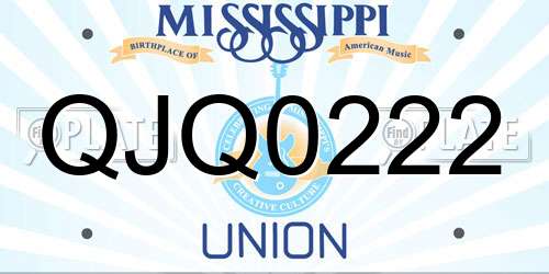 QJQ0222 Mississippi License Plate