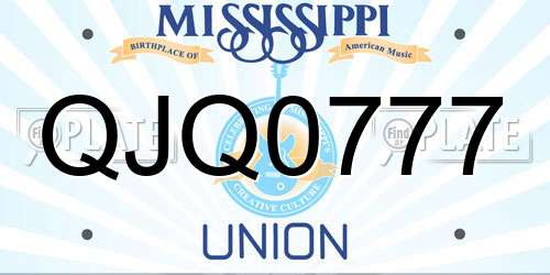 QJQ0777 Mississippi License Plate