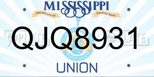 QJQ8931 Mississippi License Plate