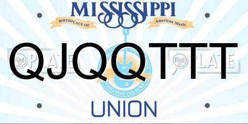 QJQQTTT Mississippi License Plate