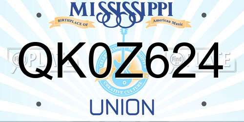 QK0Z624 Mississippi License Plate