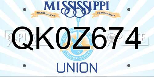 QK0Z674 Mississippi License Plate