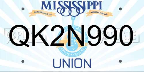 QK2N990 Mississippi License Plate