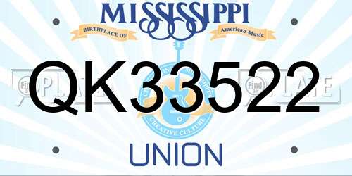 QK33522 Mississippi License Plate