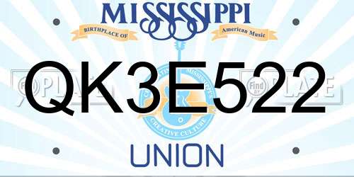 QK3E522 Mississippi License Plate