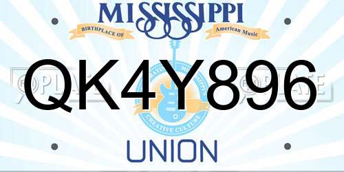 QK4Y896 Mississippi License Plate