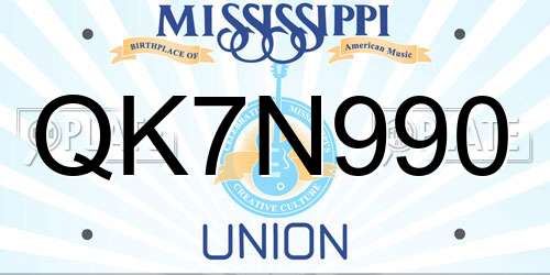 QK7N990 Mississippi License Plate