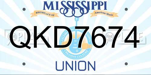 QKD7674 Mississippi License Plate