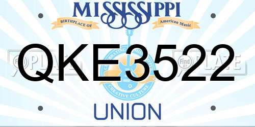 QKE3522 Mississippi License Plate