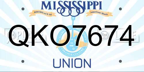 QKO7674 Mississippi License Plate