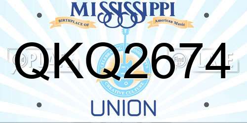 QKQ2674 Mississippi License Plate