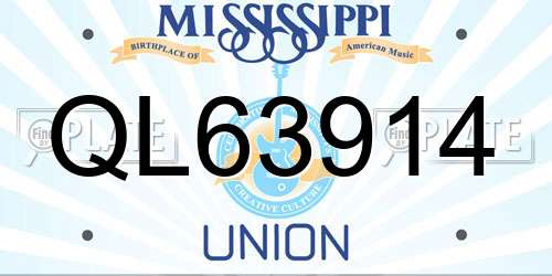 QL63914 Mississippi License Plate