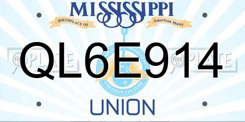 QL6E914 Mississippi License Plate