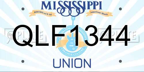 QLF1344 Mississippi License Plate