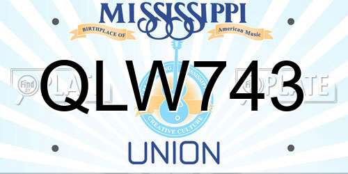 QLW743 Mississippi License Plate