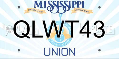 QLWT43 Mississippi License Plate