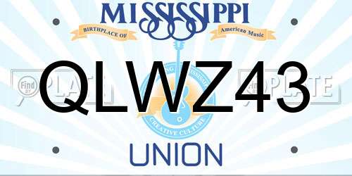QLWZ43 Mississippi License Plate