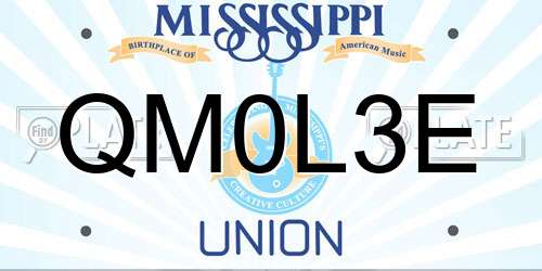 QM0L3E Mississippi License Plate