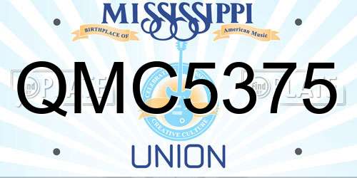 QMC5375 Mississippi License Plate