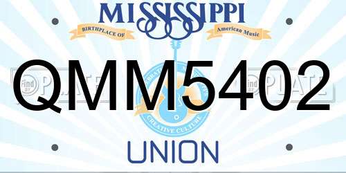 QMM5402 Mississippi License Plate