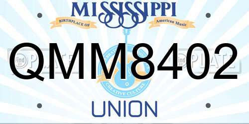 QMM8402 Mississippi License Plate
