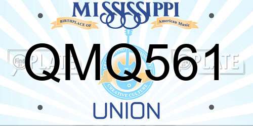 QMQ561 Mississippi License Plate