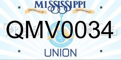 QMV0034 Mississippi License Plate