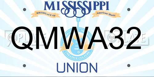 QMWA32 Mississippi License Plate