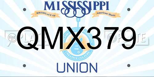 QMX379 Mississippi License Plate