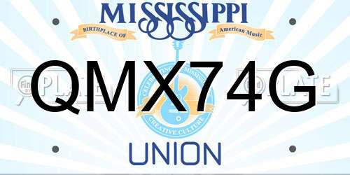 QMX74G Mississippi License Plate
