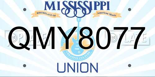 QMY8077 Mississippi License Plate
