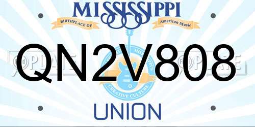QN2V808 Mississippi License Plate