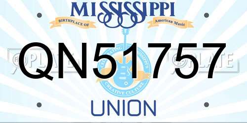 QN51757 Mississippi License Plate