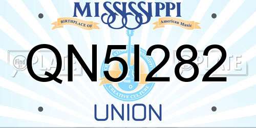 QN5I282 Mississippi License Plate