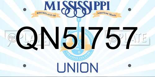 QN5I757 Mississippi License Plate