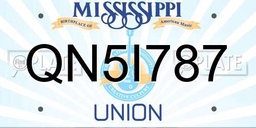 QN5I787 Mississippi License Plate