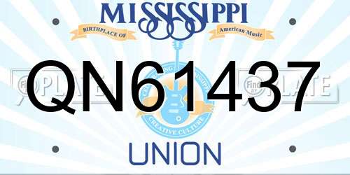 QN61437 Mississippi License Plate
