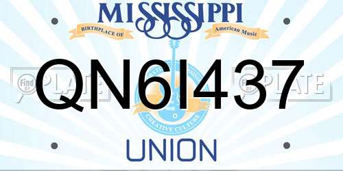 QN6I437 Mississippi License Plate