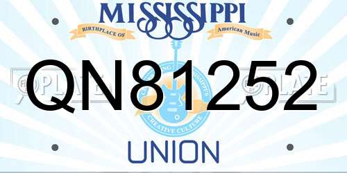QN81252 Mississippi License Plate