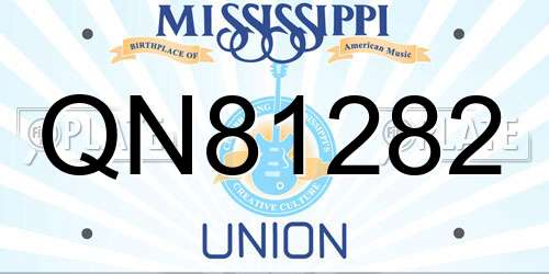 QN81282 Mississippi License Plate