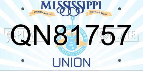 QN81757 Mississippi License Plate