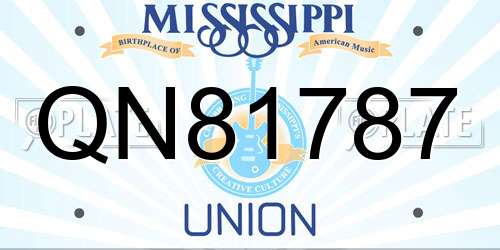 QN81787 Mississippi License Plate