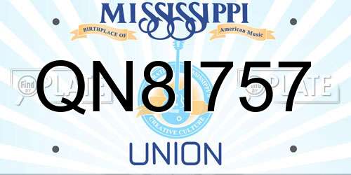 QN8I757 Mississippi License Plate