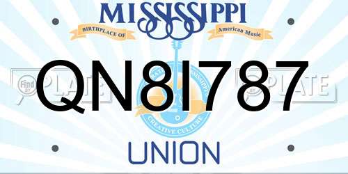 QN8I787 Mississippi License Plate