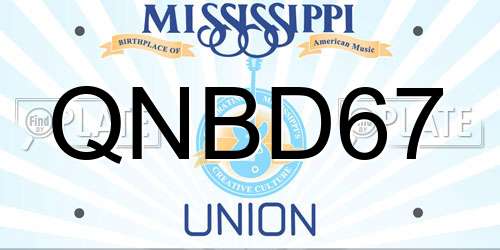 QNBD67 Mississippi License Plate