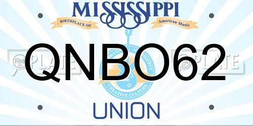 QNBO62 Mississippi License Plate