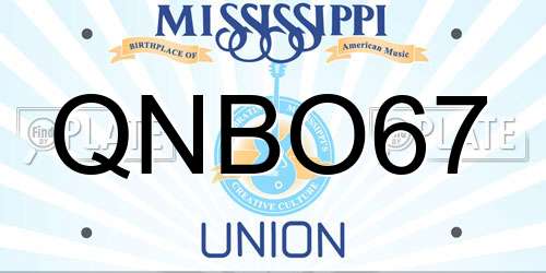 QNBO67 Mississippi License Plate